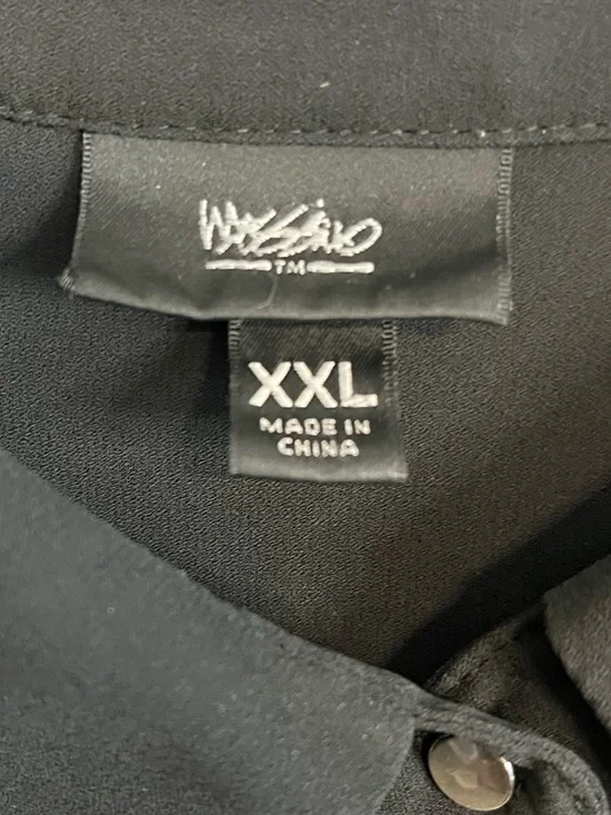 Massimo Black Polyester Button-Down Blouse - Picture 2 of 4